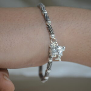 SJ 925 Charm bracelet with hanging fish and elephant /Pure Silver Bracelet.