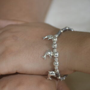 SJ 925 Oxidised Dholphin Hanging charm bracelet for girls/ladies.