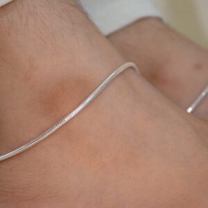 SJ Plain Silver Snake Chain Payal.