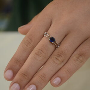 SJ Blue stone sterling silver ring crafted with 925 sterling silver. | Gift for Women Girls Wife Girlfriend|